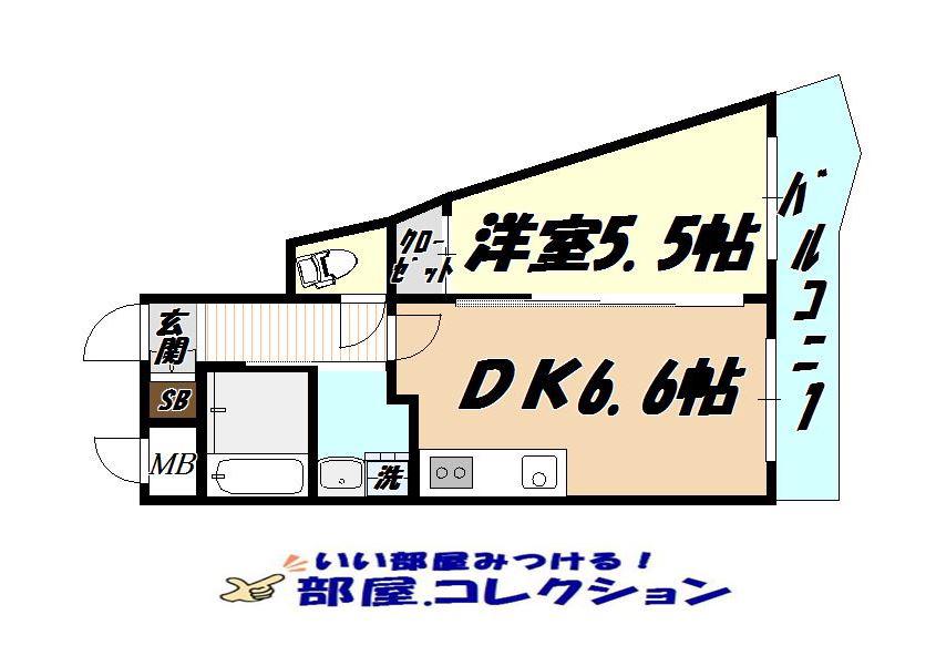 BRIS中井(1DK/2階)の間取り写真
