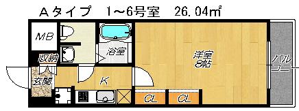 トモミハイム曙(1K/3階)の間取り写真