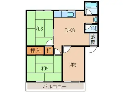 川端マンション(3DK/4階)の間取り写真