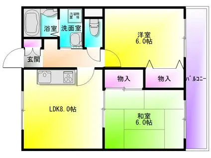 ベルヴェデーレ高美(2LDK/2階)の間取り写真