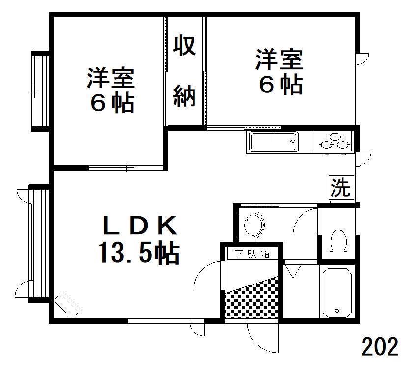 ハイツセピア(2LDK/2階)の間取り写真