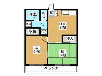 ISE第1マンション(2DK/1階)の間取り写真