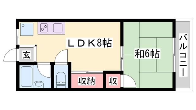 上野ハイツ(1LDK/2階)の間取り写真