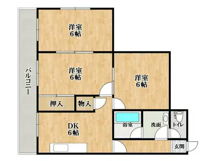 第二岡本ハイツ(3DK/2階)の間取り写真