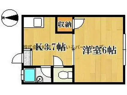 トレンディ御井(1K/3階)の間取り写真