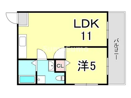 寿ハイツ(1LDK/4階)の間取り写真
