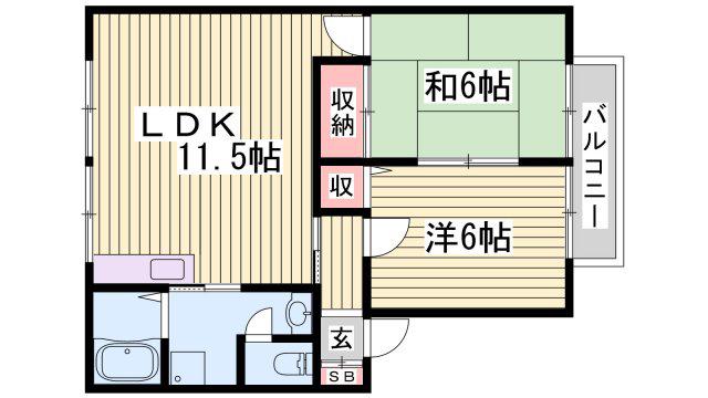 チェスナット(2LDK/2階)の間取り写真