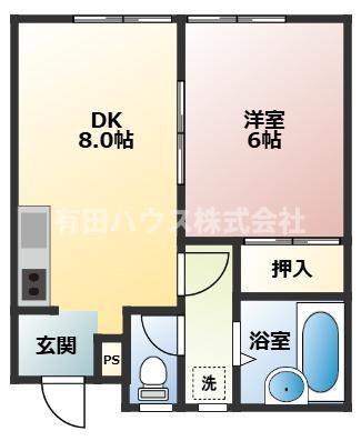 MGM NAKANOSHIMA A棟(1DK/2階)の間取り写真