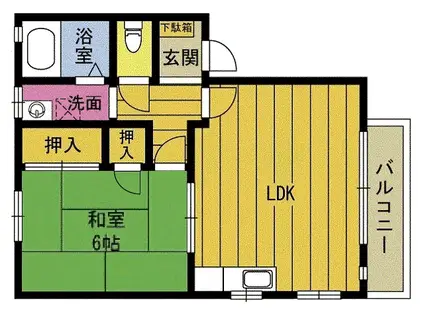 フレグランス杵築(1LDK/2階)の間取り写真