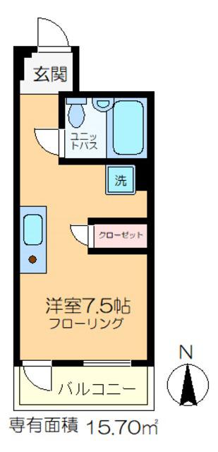 西村アパートメント(ワンルーム/2階)の間取り写真
