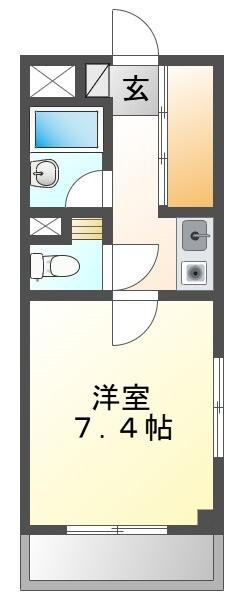 ハビタビリスII(1K/4階)の間取り写真