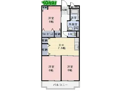 エクセレンス(3DK/2階)の間取り写真