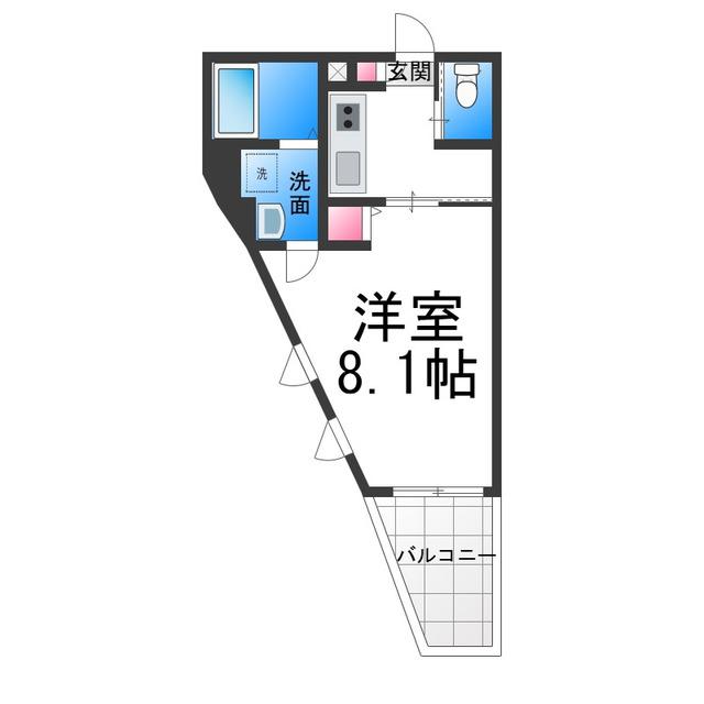MIST湊(1K/3階)の間取り写真