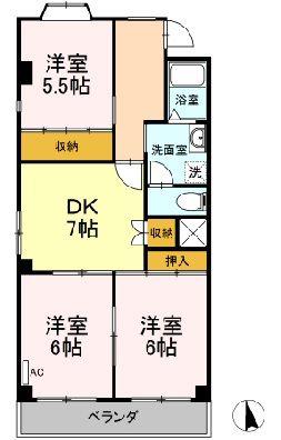 エスプラナード(3DK/2階)の間取り写真