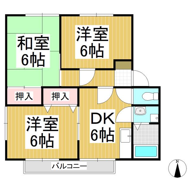 サンビレッジ上松(3DK/2階)の間取り写真