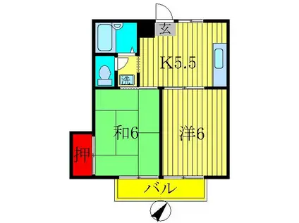 メゾンヤマリ(2K/2階)の間取り写真