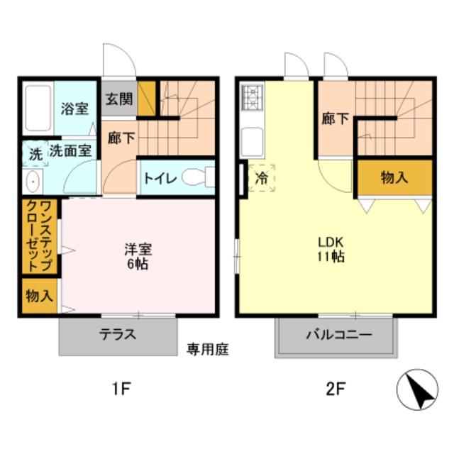 メゾン・ド・サンセール11番館(1LDK/2階)の間取り写真