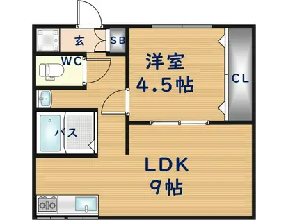 辻野ハイツ(1LDK/1階)の間取り写真