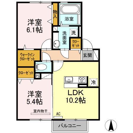 さくら荘(2LDK/2階)の間取り写真