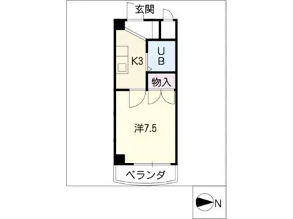 メゾン・ド・トウカイ(1K/3階)の間取り写真