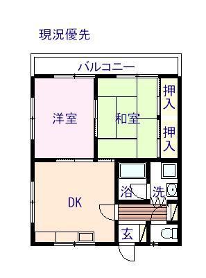 サンパレスひよりが丘C(2DK/1階)の間取り写真