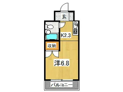 プルーリオン竹鼻(ワンルーム/4階)の間取り写真