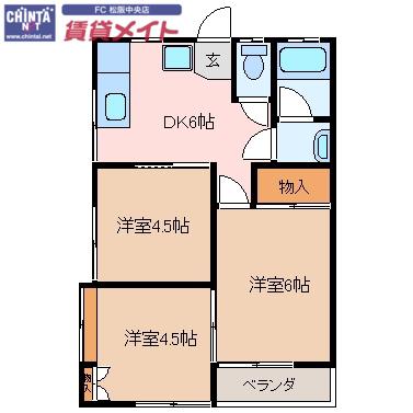 久世ハイツ パートII(3DK/2階)の間取り写真