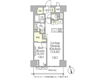 ザ・パークハビオ神楽坂レジデンスサウス(1LDK/4階)の間取り写真