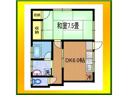 白菊ハウス(1DK/2階)の間取り写真