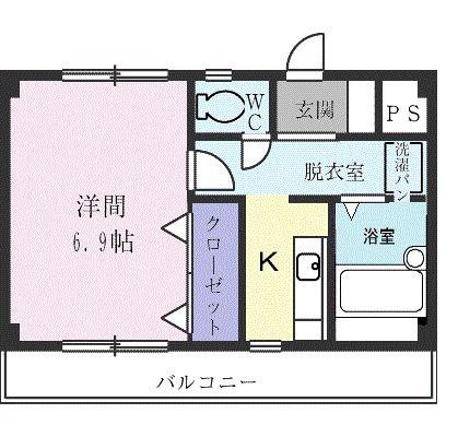 ヴェルドールマンション(1K/2階)の間取り写真