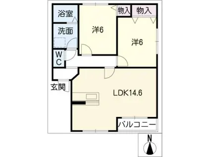 マスキャン尾花 A棟(2LDK/1階)の間取り写真