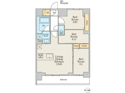 クレストコート本所吾妻橋ノース(3LDK/6階)の間取り写真