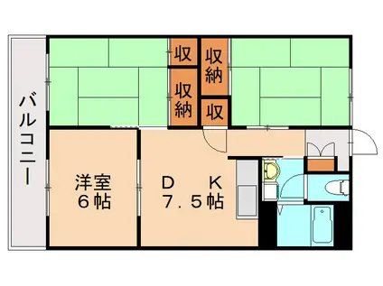 深田第1ビル(3DK/1階)の間取り写真