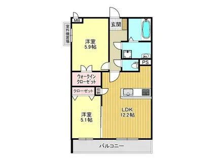 カーサフェリーチェ(2LDK/4階)の間取り写真