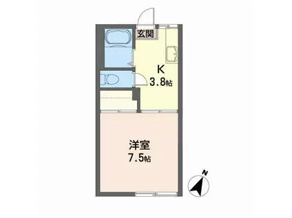 メゾンアルファB(1K/1階)の間取り写真