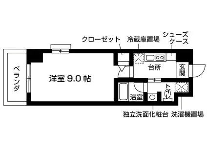 リリエンベルグはるひ野(1K/4階)の間取り写真