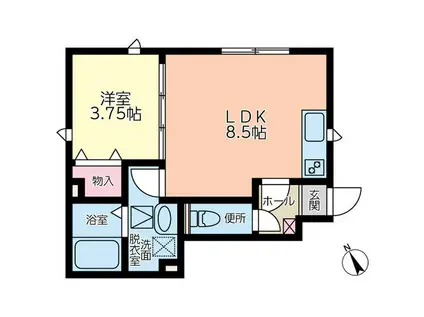 パルモア東大宮(1LDK/1階)の間取り写真