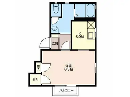 ハイドランジア(1K/2階)の間取り写真