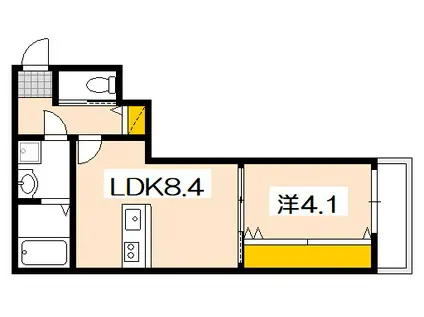 メゾンクレール地御前(1LDK/3階)の間取り写真