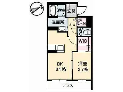 グランドメゾン花園二丁目(1DK/1階)の間取り写真