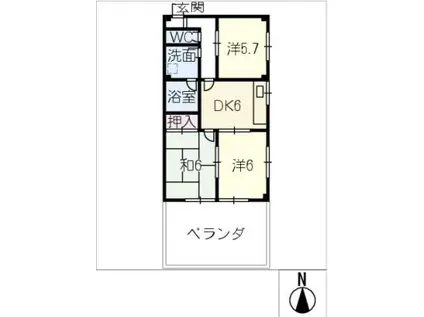 高木ビル(3DK/2階)の間取り写真