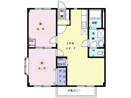 エクセル森孝A(2LDK/1階)の間取り写真