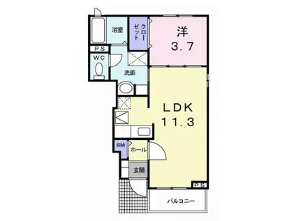 ヴィラデルソーレII(1LDK/1階)の間取り写真