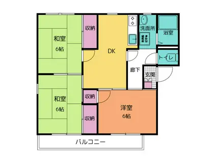 カーサ・エムA(3DK/2階)の間取り写真