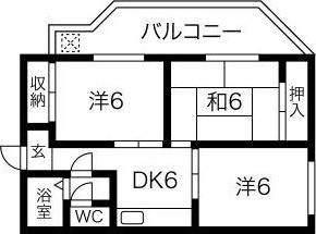 シティハイツモリー(3DK/2階)の間取り写真