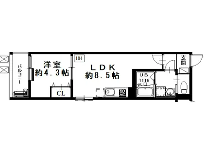 BADGE TOMOI EST II(1LDK/1階)の間取り写真