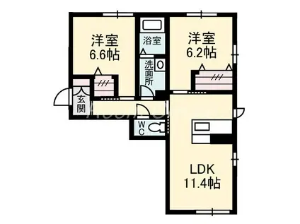 ローレルTAKU(2LDK/1階)の間取り写真