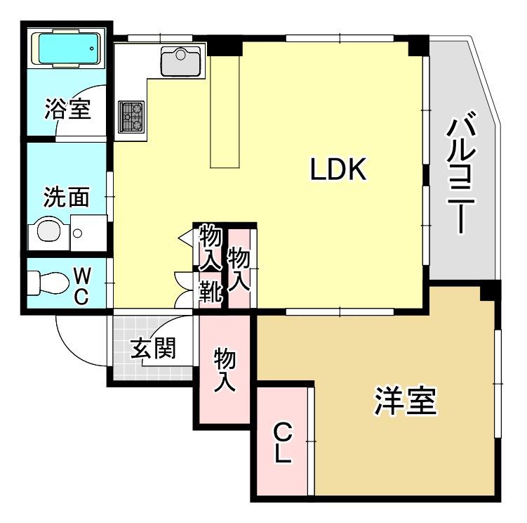 澤田ビル(1LDK/2階)の間取り写真