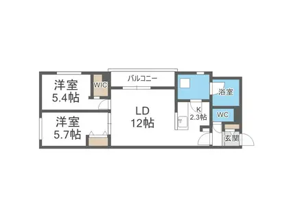 LUCE SOLARE発寒(2LDK/2階)の間取り写真