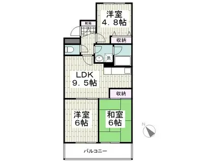 ロイヤル二俣川B(3DK/3階)の間取り写真